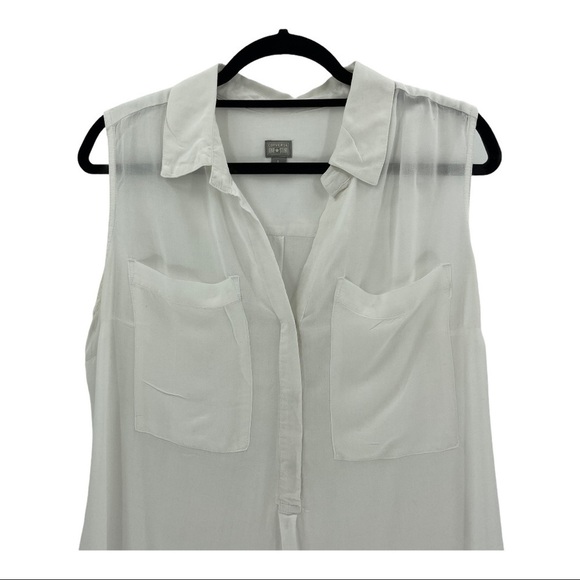 Converse White Sleeveless Sheer Snap Front Blouse - Picture 5 of 11